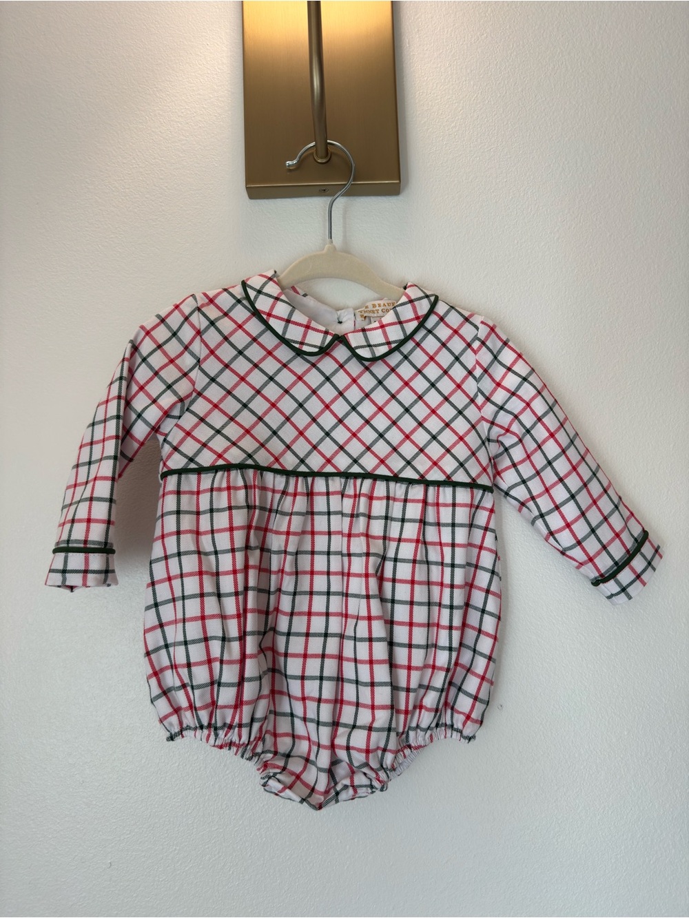 The Beaufort Bonnet Company White One-Piece with Red & Green Plaid